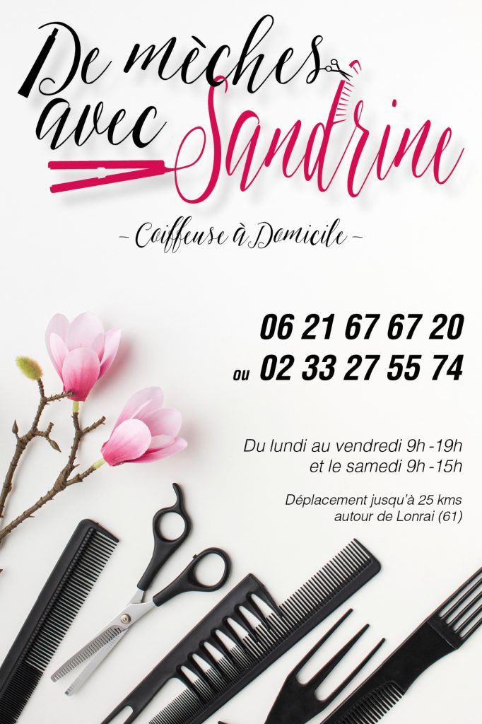 flyers de mÃªches avec Sandrine coiffure Ã  domicile AlenÃ§on